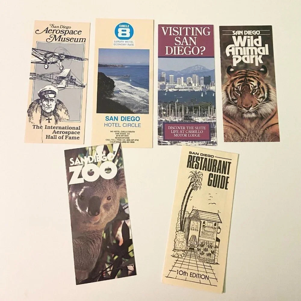 Vintage Lot of 6 San Diego Brochures Park Zoo Hotel Museum Pamphlets